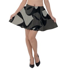 Trippy Sepia Paint Splash, Brown, Army Style Camo, Dotted Abstract Pattern Velvet Skater Skirt by Casemiro