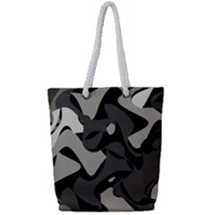 Trippy sepia paint splash, brown, army style camo, dotted abstract pattern Full Print Rope Handle Tote (Small)