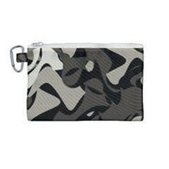 Trippy sepia paint splash, brown, army style camo, dotted abstract pattern Canvas Cosmetic Bag (Medium)