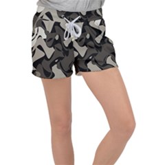 Trippy sepia paint splash, brown, army style camo, dotted abstract pattern Velour Lounge Shorts