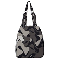 Trippy sepia paint splash, brown, army style camo, dotted abstract pattern Center Zip Backpack