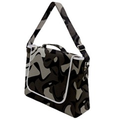 Trippy sepia paint splash, brown, army style camo, dotted abstract pattern Box Up Messenger Bag