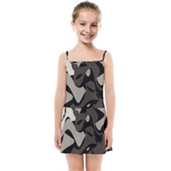 Trippy sepia paint splash, brown, army style camo, dotted abstract pattern Kids  Summer Sun Dress