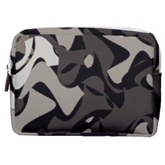 Trippy sepia paint splash, brown, army style camo, dotted abstract pattern Make Up Pouch (Medium)