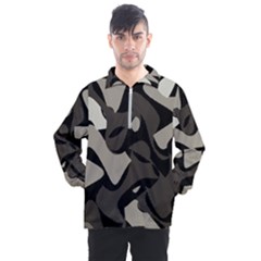 Trippy sepia paint splash, brown, army style camo, dotted abstract pattern Men s Half Zip Pullover