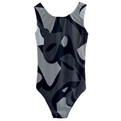 Trippy sepia paint splash, brown, army style camo, dotted abstract pattern Kids  Cut-Out Back One Piece Swimsuit