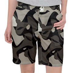 Trippy sepia paint splash, brown, army style camo, dotted abstract pattern Pocket Shorts