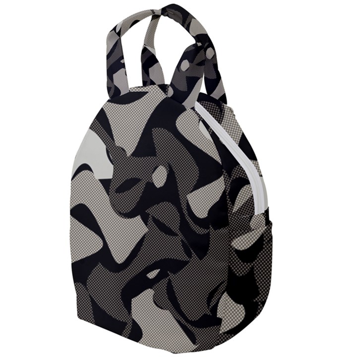 Trippy sepia paint splash, brown, army style camo, dotted abstract pattern Travel Backpacks