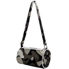 Trippy sepia paint splash, brown, army style camo, dotted abstract pattern Mini Cylinder Bag