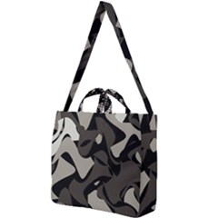 Trippy sepia paint splash, brown, army style camo, dotted abstract pattern Square Shoulder Tote Bag