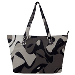 Trippy sepia paint splash, brown, army style camo, dotted abstract pattern Full Print Shoulder Bag