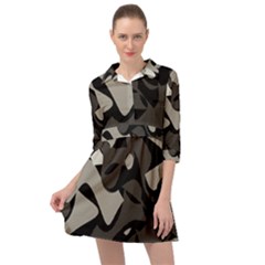 Trippy sepia paint splash, brown, army style camo, dotted abstract pattern Mini Skater Shirt Dress