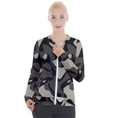 Trippy sepia paint splash, brown, army style camo, dotted abstract pattern Casual Zip Up Jacket