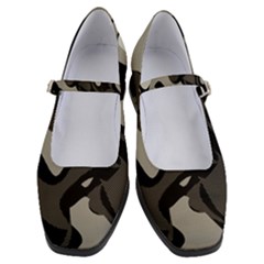 Trippy sepia paint splash, brown, army style camo, dotted abstract pattern Women s Mary Jane Shoes