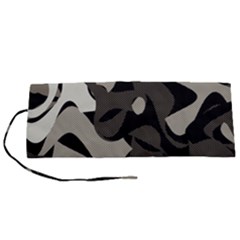 Trippy sepia paint splash, brown, army style camo, dotted abstract pattern Roll Up Canvas Pencil Holder (S)