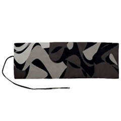 Trippy sepia paint splash, brown, army style camo, dotted abstract pattern Roll Up Canvas Pencil Holder (M)