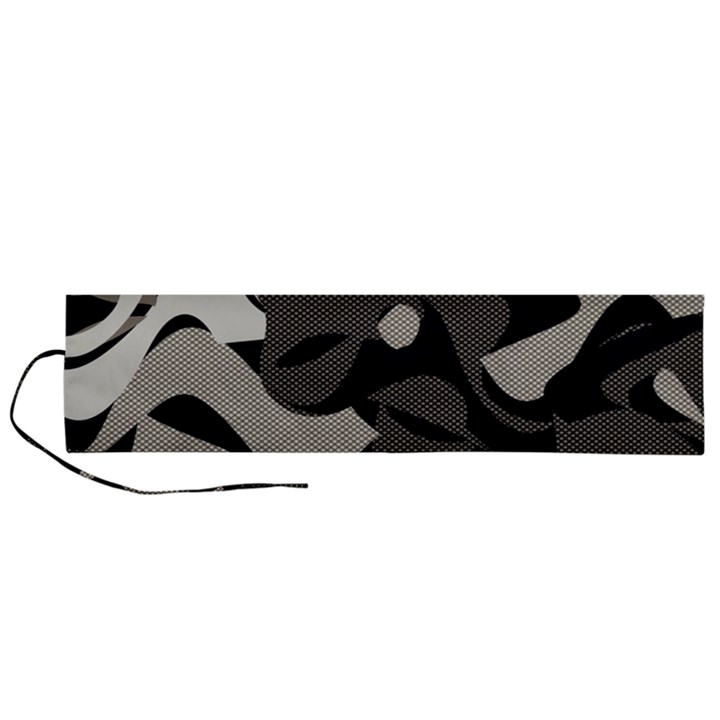 Trippy sepia paint splash, brown, army style camo, dotted abstract pattern Roll Up Canvas Pencil Holder (L)