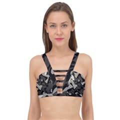 Trippy sepia paint splash, brown, army style camo, dotted abstract pattern Cage Up Bikini Top