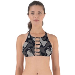 Trippy sepia paint splash, brown, army style camo, dotted abstract pattern Perfectly Cut Out Bikini Top