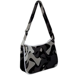 Trippy sepia paint splash, brown, army style camo, dotted abstract pattern Zip Up Shoulder Bag