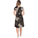 Trippy sepia paint splash, brown, army style camo, dotted abstract pattern Classic Short Sleeve Dress View4