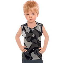 Trippy sepia paint splash, brown, army style camo, dotted abstract pattern Kids  Sport Tank Top