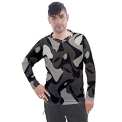 Trippy sepia paint splash, brown, army style camo, dotted abstract pattern Men s Pique Long Sleeve Tee