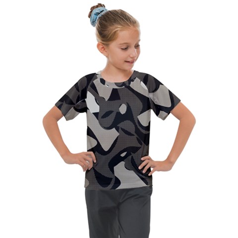 Trippy Sepia Paint Splash, Brown, Army Style Camo, Dotted Abstract Pattern Kids  Mesh Piece Tee by Casemiro