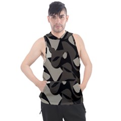 Trippy sepia paint splash, brown, army style camo, dotted abstract pattern Men s Sleeveless Hoodie