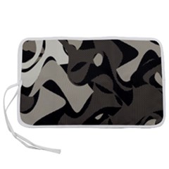 Trippy sepia paint splash, brown, army style camo, dotted abstract pattern Pen Storage Case (L)