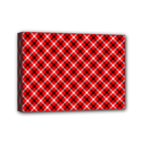 Three Color Tartan, Red Grey, Black Buffalo Plaid Theme Mini Canvas 7  X 5  (stretched) by Casemiro