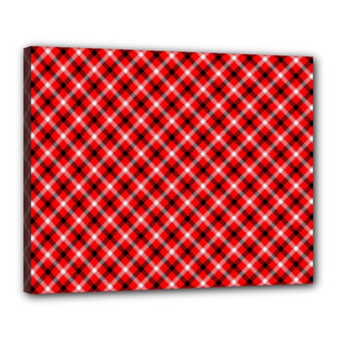 Three Color Tartan, Red Grey, Black Buffalo Plaid Theme Canvas 20  X 16  (stretched) by Casemiro