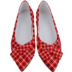 Three Color Tartan, Red Grey, Black Buffalo Plaid Theme Women s Bow Heels by Casemiro