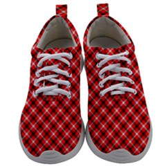 Three Color Tartan, Red Grey, Black Buffalo Plaid Theme Mens Athletic Shoes by Casemiro