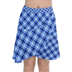 Retro Style Pattern, Scottish Tartan, Buffalo Plaid Theme Chiffon Wrap Front Skirt by Casemiro