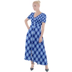 Retro Style Pattern, Scottish Tartan, Buffalo Plaid Theme Button Up Short Sleeve Maxi Dress by Casemiro