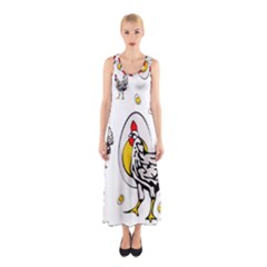 Roseanne Chicken, Retro Chickens Sleeveless Maxi Dress by EvgeniaEsenina