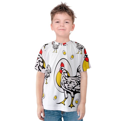 Roseanne Chicken, Retro Chickens Kids  Cotton Tee by EvgeniaEsenina