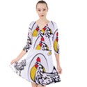 Roseanne Chicken, Retro Chickens Quarter Sleeve Front Wrap Dress View1