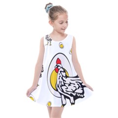 Roseanne Chicken, Retro Chickens Kids  Summer Dress