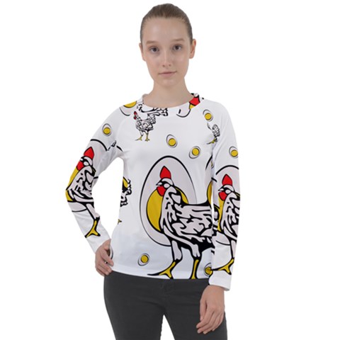 Roseanne Chicken, Retro Chickens Women s Long Sleeve Raglan Tee by EvgeniaEsenina