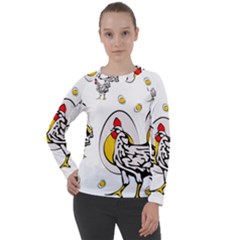 Roseanne Chicken, Retro Chickens Women s Long Sleeve Raglan Tee