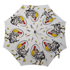 Roseanne Chicken, Retro Chickens Hook Handle Umbrellas (large) by EvgeniaEsenina