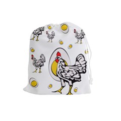 Roseanne Chicken, Retro Chickens Drawstring Pouch (large) by EvgeniaEsenina