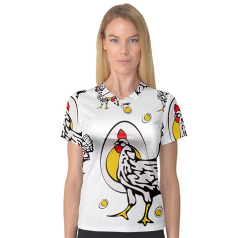 Roseanne Chicken, Retro Chickens V-neck Sport Mesh Tee by EvgeniaEsenina