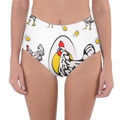 Roseanne Chicken, Retro Chickens Reversible High-waist Bikini Bottoms by EvgeniaEsenina