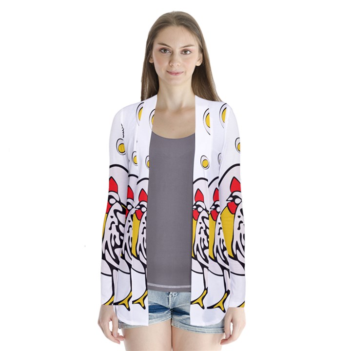 Roseanne Chicken, Retro Chickens Drape Collar Cardigan