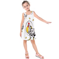 Roseanne Chicken, Retro Chickens Kids  Sleeveless Dress by EvgeniaEsenina