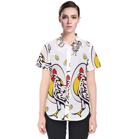 Roseanne Chicken, Retro Chickens Women s Short Sleeve Shirt by EvgeniaEsenina