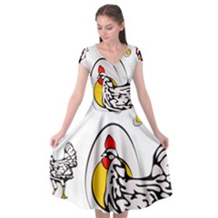 Roseanne Chicken, Retro Chickens Cap Sleeve Wrap Front Dress by EvgeniaEsenina